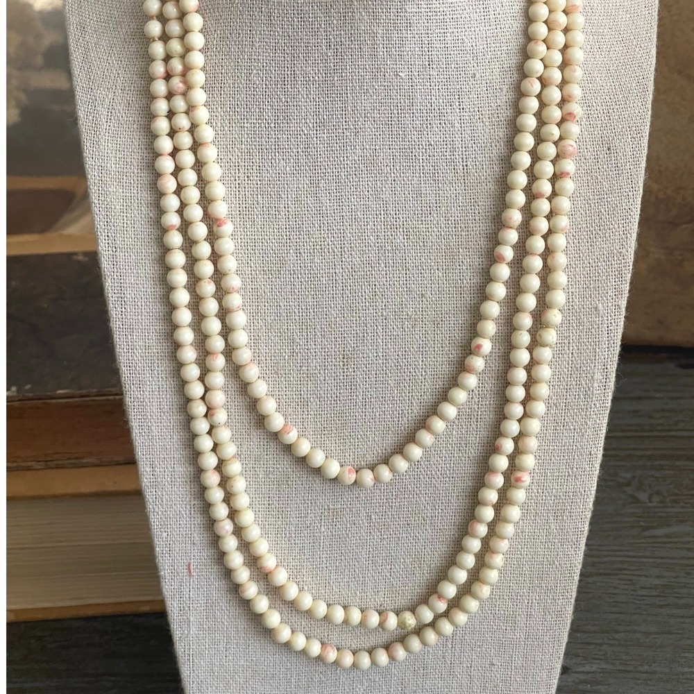 VTG Natural Angel Skin Coral Necklace Continuous Strand 64" Pink White Coral 77g - Picture 5 of 5